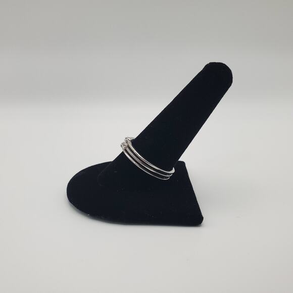 Touchstone Crystal Swarovski Sterling Silver Trio Ring Size 11 - Picture 3 of 7